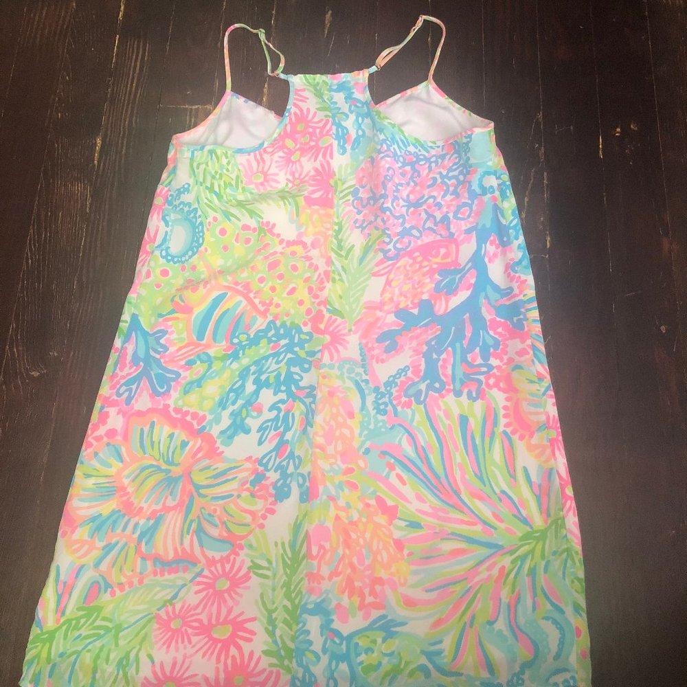 Lilly Pulitzer Silk Racerback Dress, Lover's Coral (Octopus print), XS - Picture 4 of 4